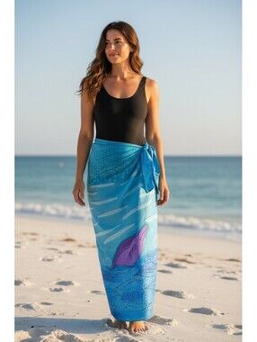 Essence Womens Swimsuit Cover Up Skirt, Dolphin, Tropical, One Size